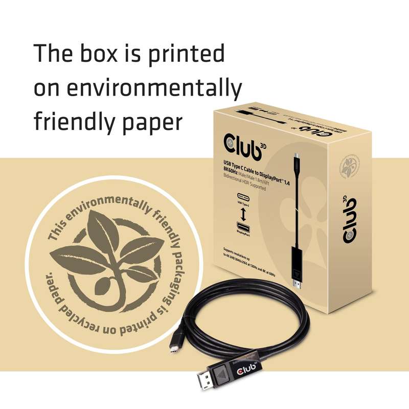 Club 3D CAC-1557 1.8m USB Type C to DP 1.4 8K 60Hz M/M Cable