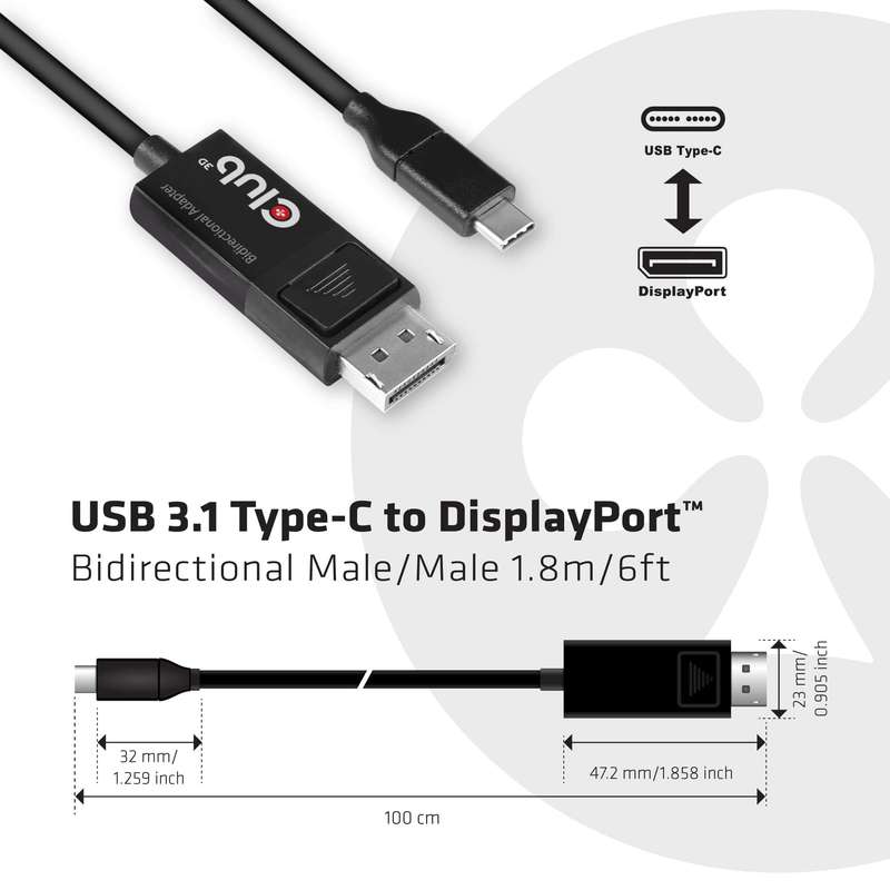 Club 3D CAC-1557 1.8m USB Type C to DP 1.4 8K 60Hz M/M Cable