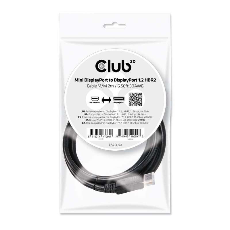 Club 3D Mini DisplayPort to DisplayPort 1.2 2m Cable CAC-2163