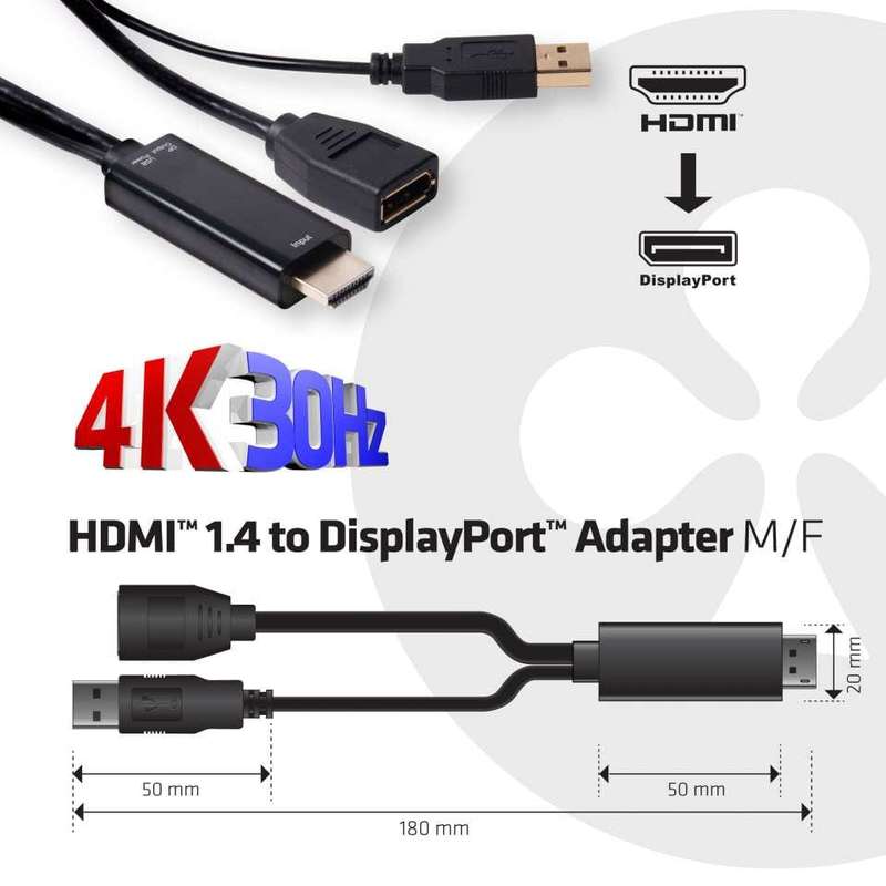 Club 3D CAC-2330 HDMI 1.4 to DisplayPort Adapter