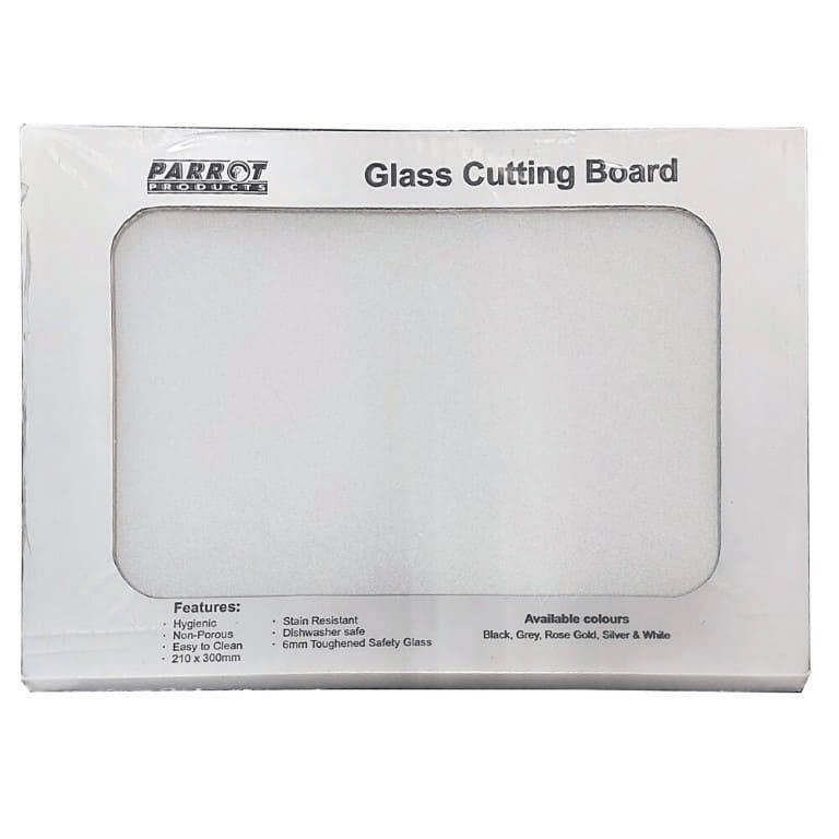 Parrot Glass Cutting Board 210x300mm Silver CB2129M