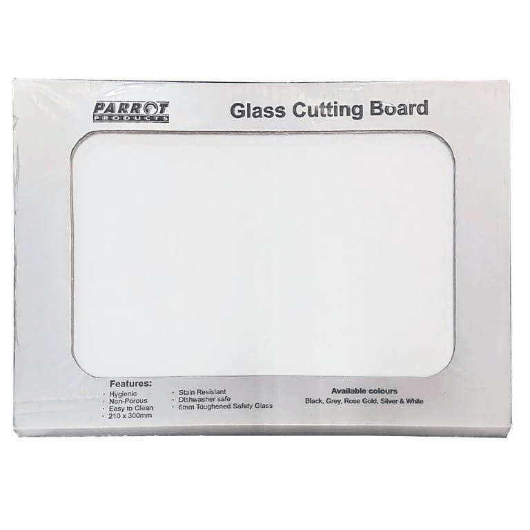 Parrot Glass Cutting Board 210x300mm White CB2129W