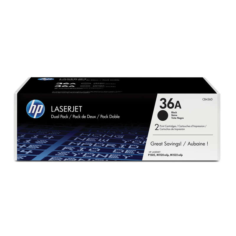 HP 36A Black Toner Cartridges 2,000 Pages Original CB436AD Dual-pack