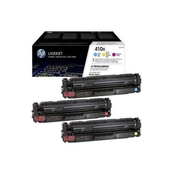 HP 410X Cyan Magenta Yellow High Yield Toner Cartridges 5,000 Pages Each Original CF252XM 3-pack