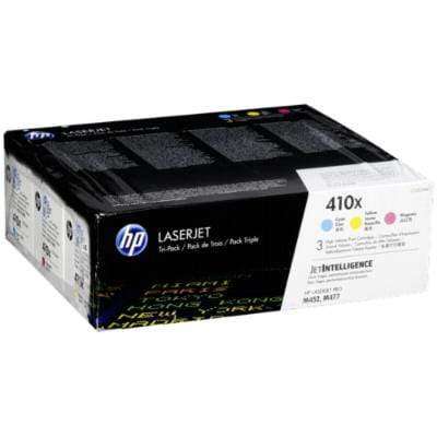 HP 410X Cyan Magenta Yellow High Yield Toner Cartridges 5,000 Pages Each Original CF252XM 3-pack