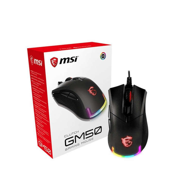 MSI CLUTCH GM50 RGB Optical FPS Gaming Mouse 7200dpi Optical Sensor, 6 Programmable Button, 3-Zon...