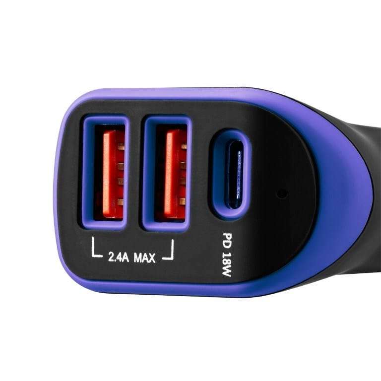 Canyon C-08 Universal 3-port USB Car Charger / Adapter Black Purple CNE-CCA08PU