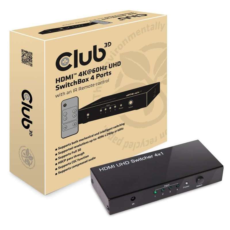 Club 3D 4-port HDMI 2.0 Switchbox CSV-1370