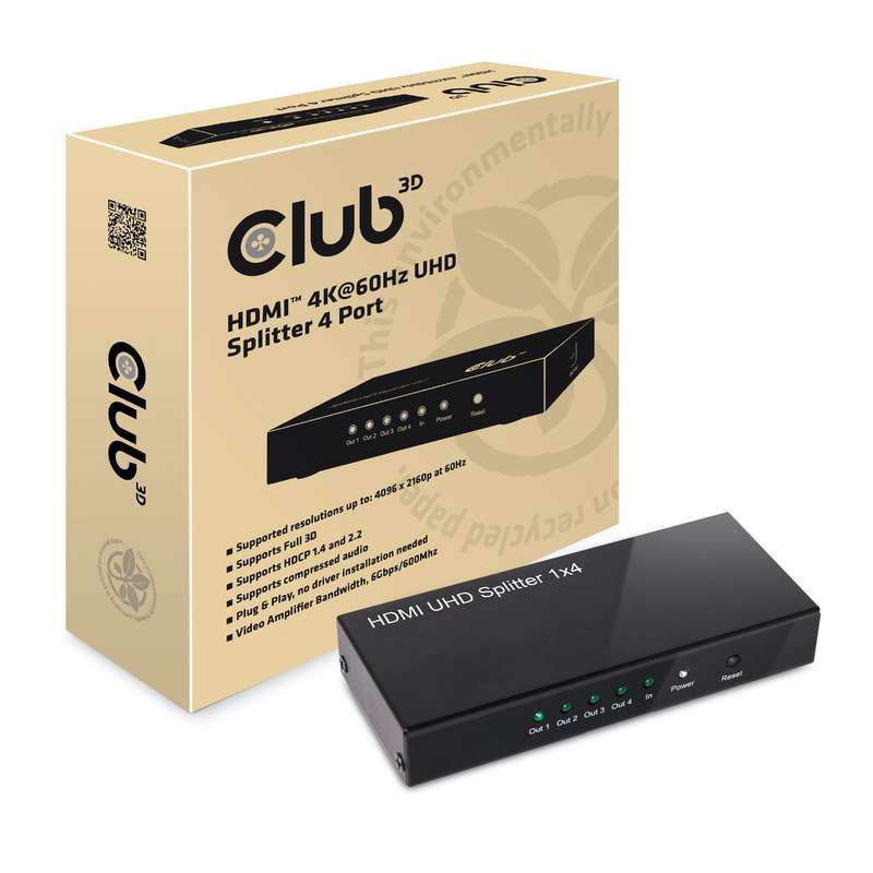 Club 3D CSV-1380 4-port HDMI 2.0 4K UHD Splitter