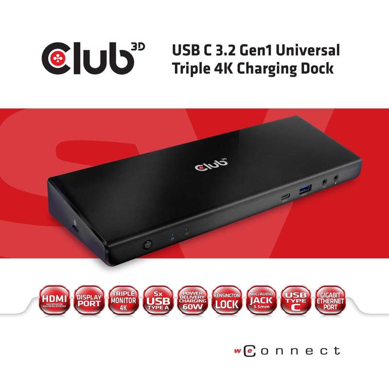 Club 3D Port Replicator Docking Station Black CSV-1562