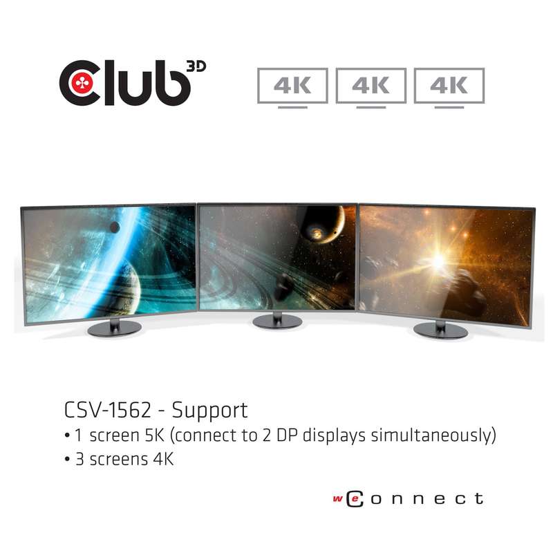 Club 3D Port Replicator Docking Station Black CSV-1562