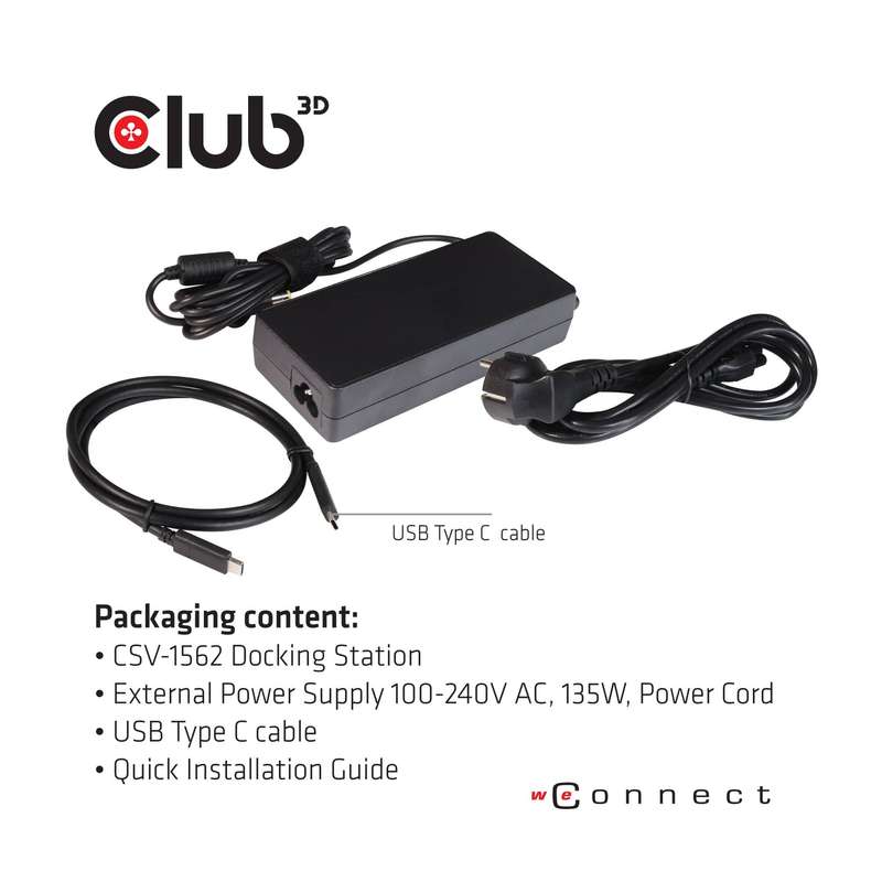 Club 3D Port Replicator Docking Station Black CSV-1562