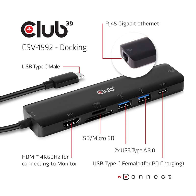 Club 3D Port Replicator Docking Station CSV-1592