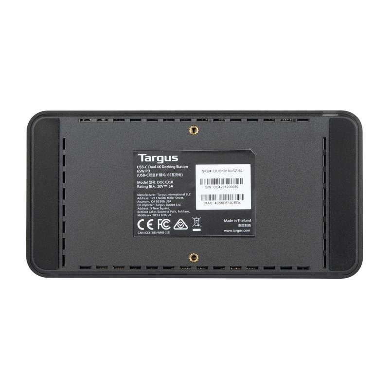 Targus Universal USB-C DV4K Docking Station with 65W Power Delivery DOCK310EUZ