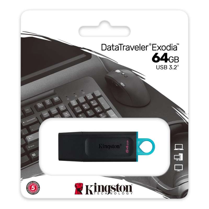 Kingston DataTraveler Exodia USB Flash Drive 64 GB USB Type-A 3.2 Gen 1 Black