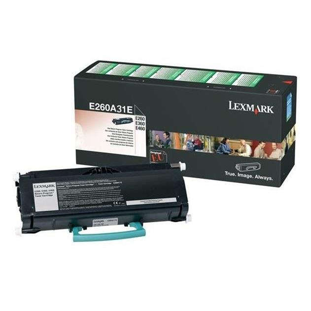 Lexmark E260A31E Black Toner Cartridge 3,500 Pages Original Single-pack
