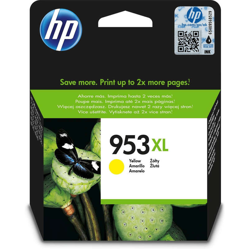 HP 953XL Yellow High Yield Printer Ink Cartridge Original F6U18AE Single-pack