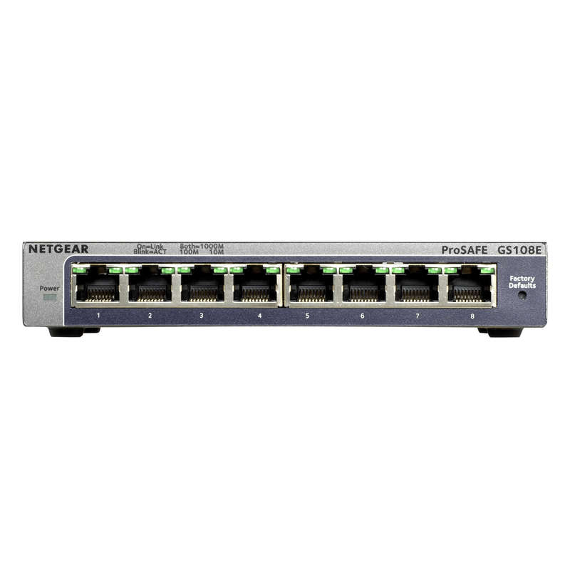 Netgear Gigabit Plus Switch Series GS108E Managed Ethernet Black GS108E-300PES
