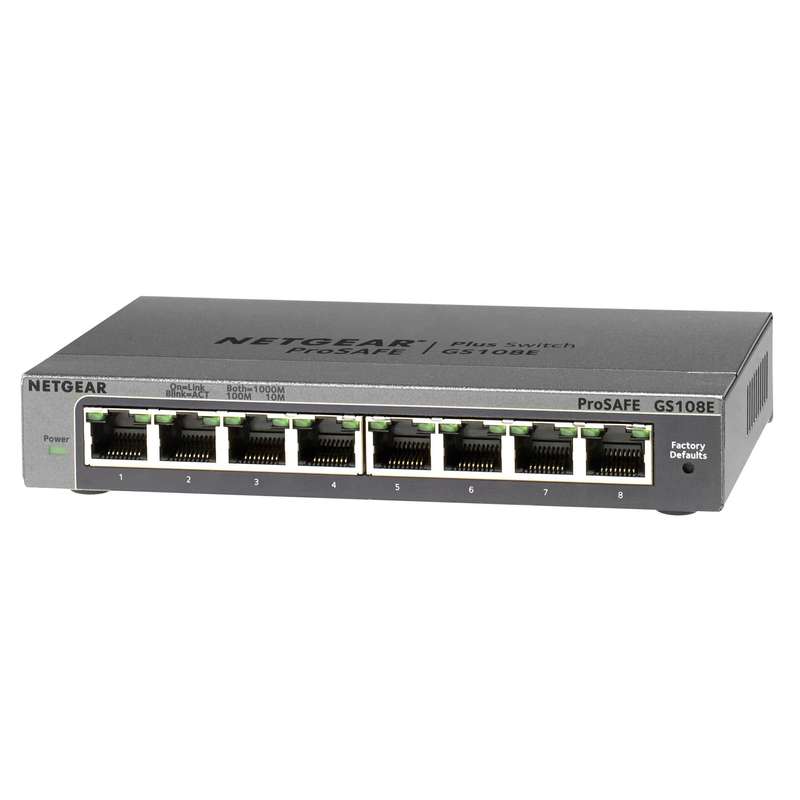 Netgear Gigabit Plus Switch Series GS108E Managed Ethernet Black GS108E-300PES