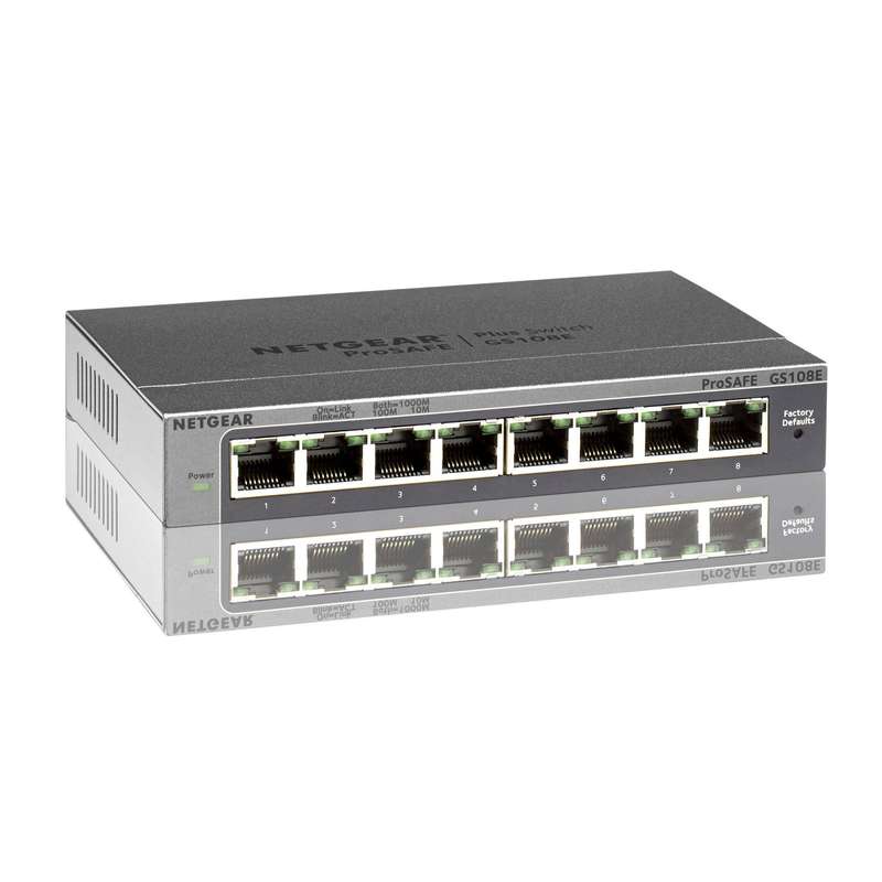 Netgear Gigabit Plus Switch Series GS108E Managed Ethernet Black GS108E-300PES