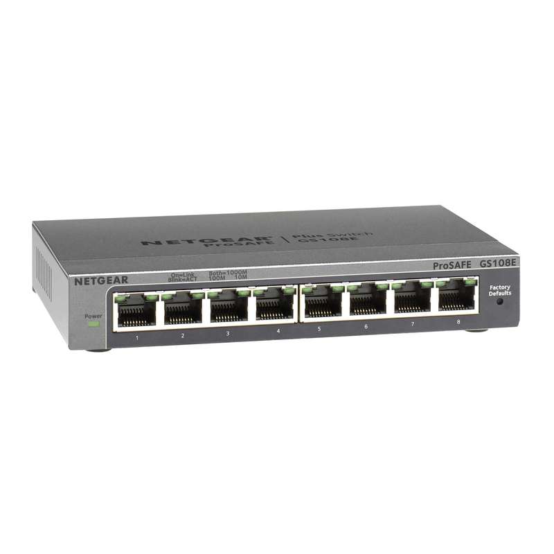 Netgear Gigabit Plus Switch Series GS108E Managed Ethernet Black GS108E-300PES