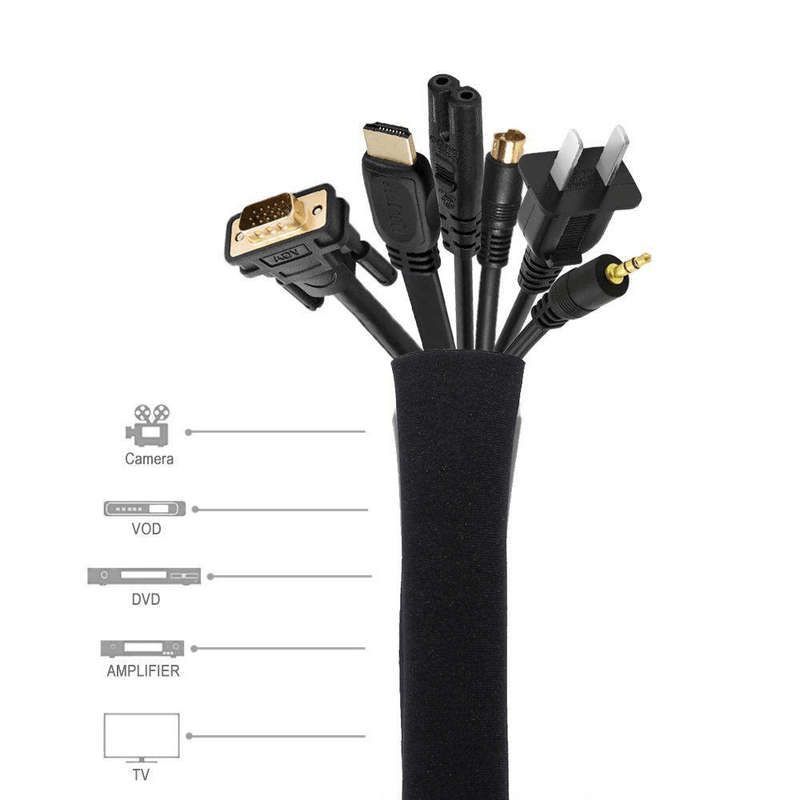 Tuff-Luv Flexible 19-20- inch Cable Management Sleeve Organizer - Black J2_99