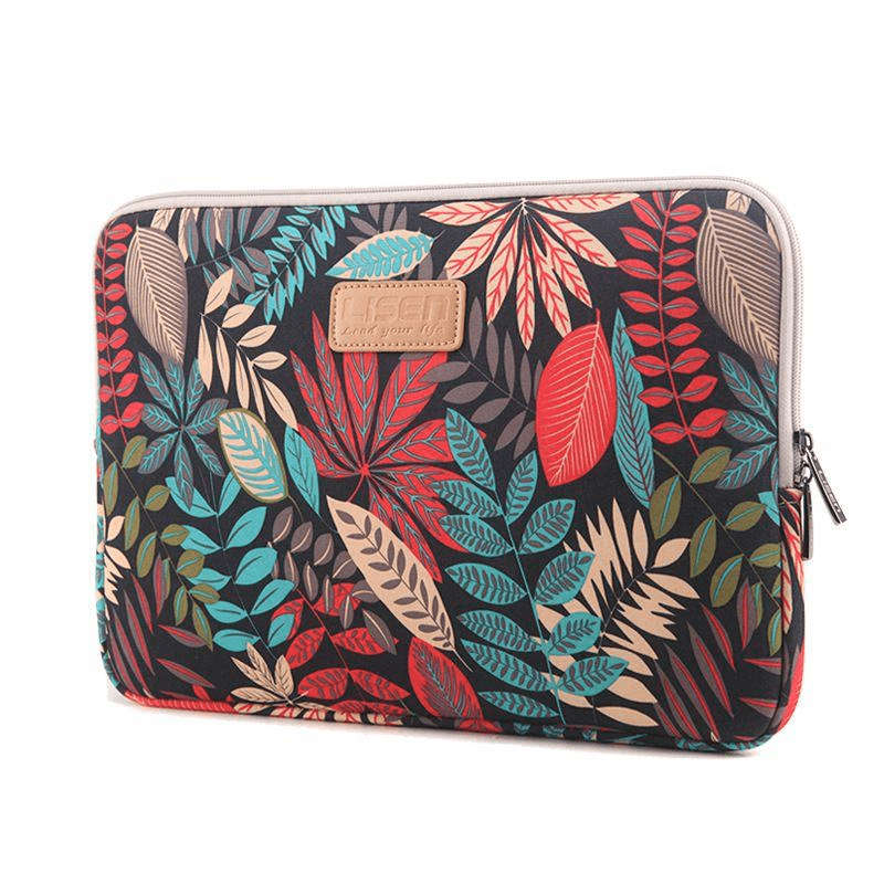 Tuff-Luv Lisen Botanical Forest 15-inch Canvas Notebook Sleeve Case - Black LEAFBLK15