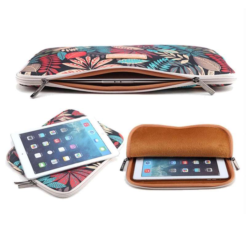 Tuff-Luv Lisen Botanical Forest 15-inch Canvas Notebook Sleeve Case - Black LEAFBLK15