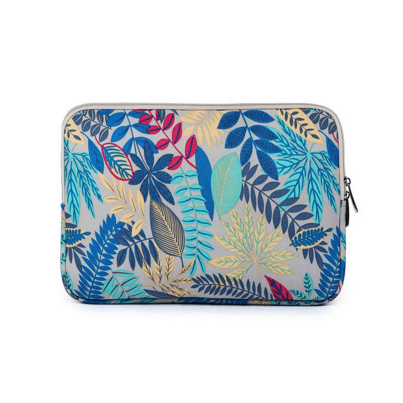 Tuff-Luv Lisen Botanical Forest 15-inch Canvas Notebook Sleeve Case - Blue LEAFBLU15