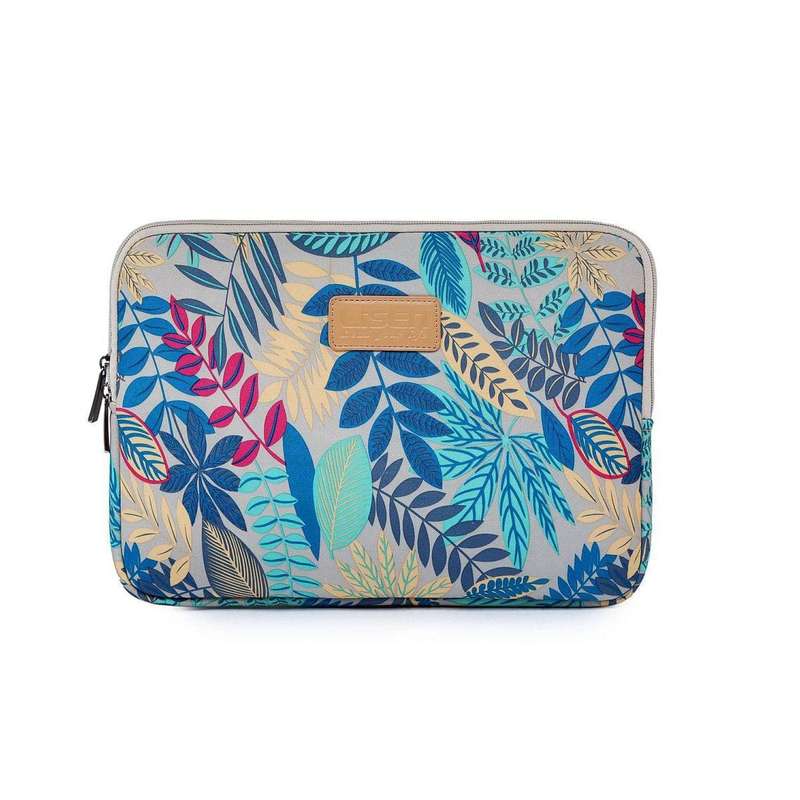 Tuff-Luv Lisen Botanical Forest 15-inch Canvas Notebook Sleeve Case - Blue LEAFBLU15