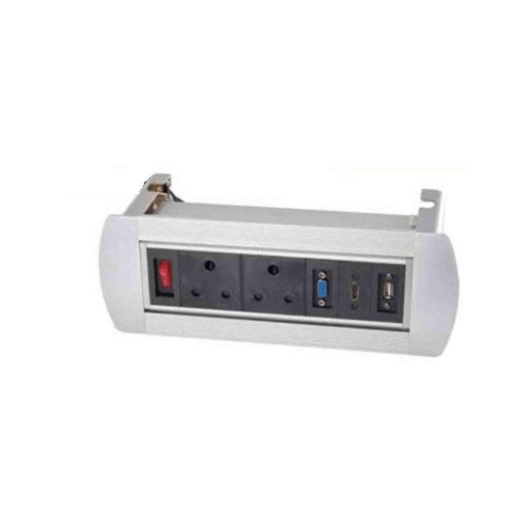 Lucktech Manual Flipping Desktop Socket Box Black NET-DMS-706/B
