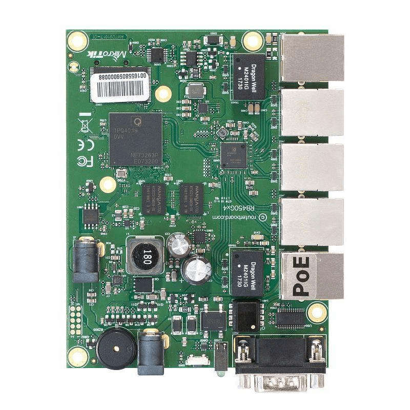 MikroTik RouterBOARD 450Gx4 with 5 GB LAN ports and 1 microSD Slots No Enclosure wired router Gig...