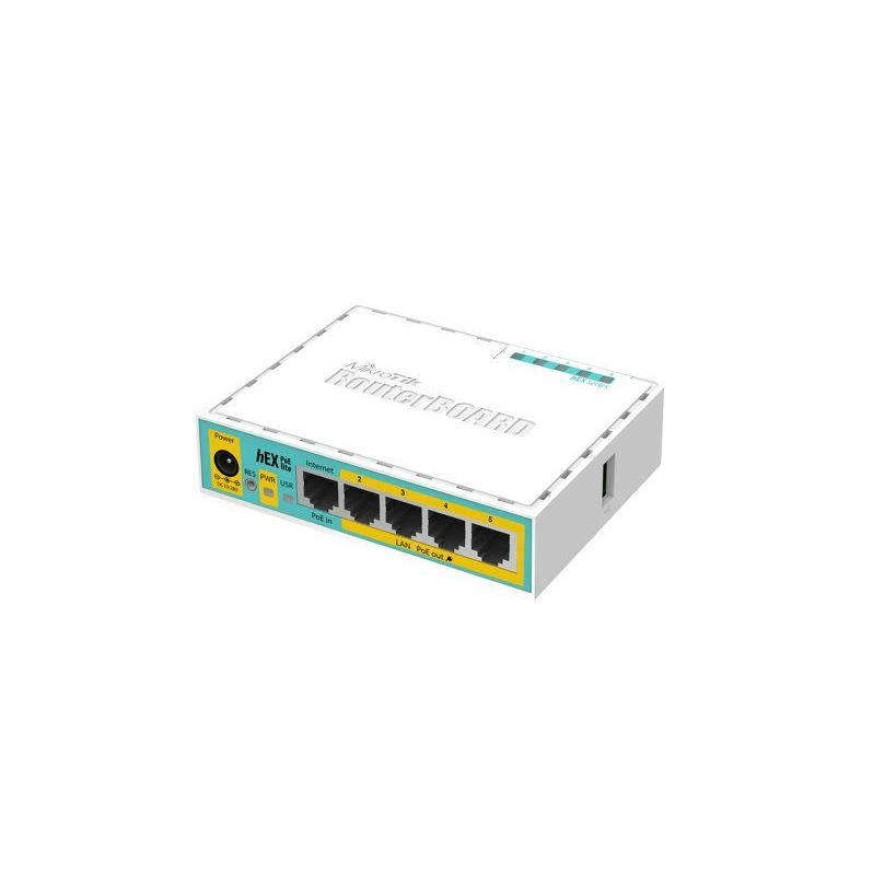 MikroTik hEX PoE Lite Desktop Router with 5 10/100 LAN ports and 1 USB port wired Fast Ethernet W...