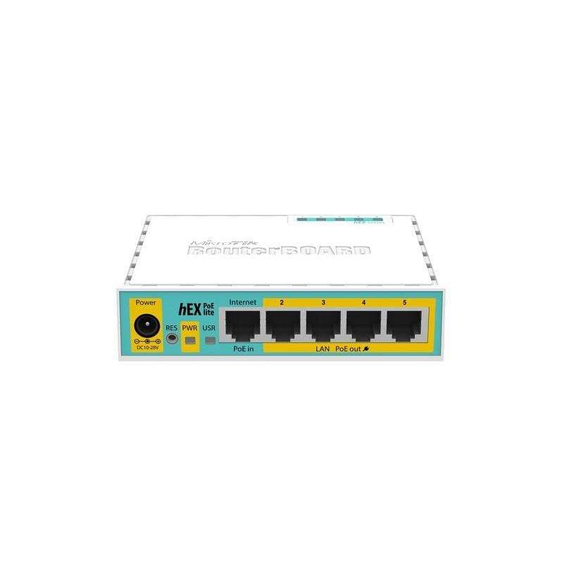 MikroTik hEX PoE Lite Desktop Router with 5 10/100 LAN ports and 1 USB port wired Fast Ethernet W...