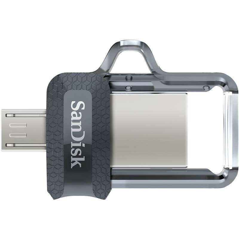 SanDisk Ultra Dual M3.0 16GB USB 3.2 Gen 1 Type-A / Black Silver and Transparent USB Flash Drive SDD