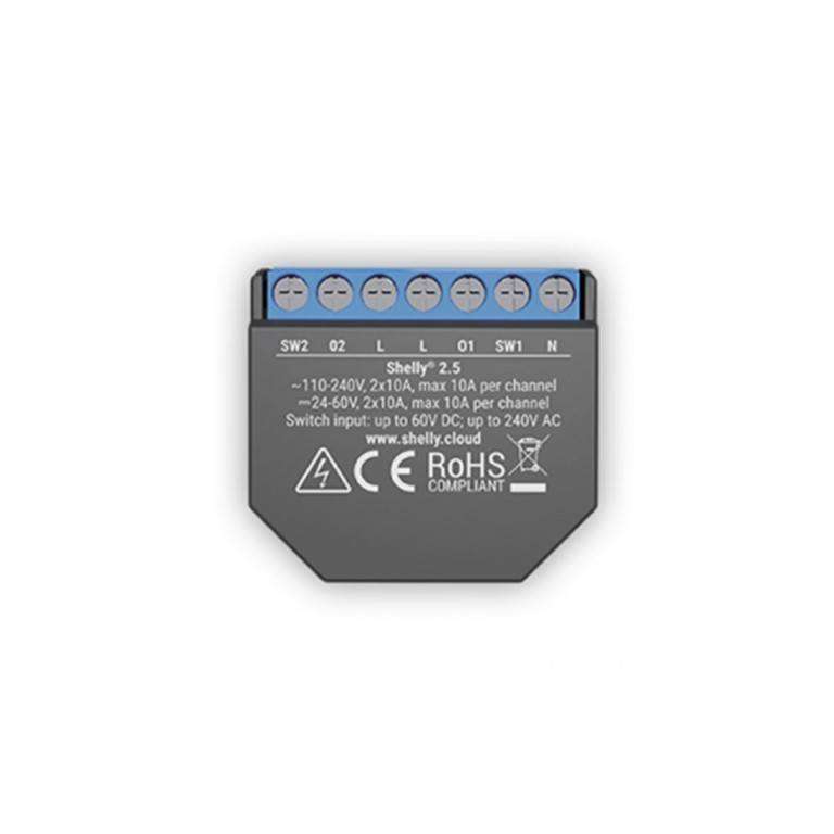 Shelly 2.5 Wireless Relay with Power Monitoring