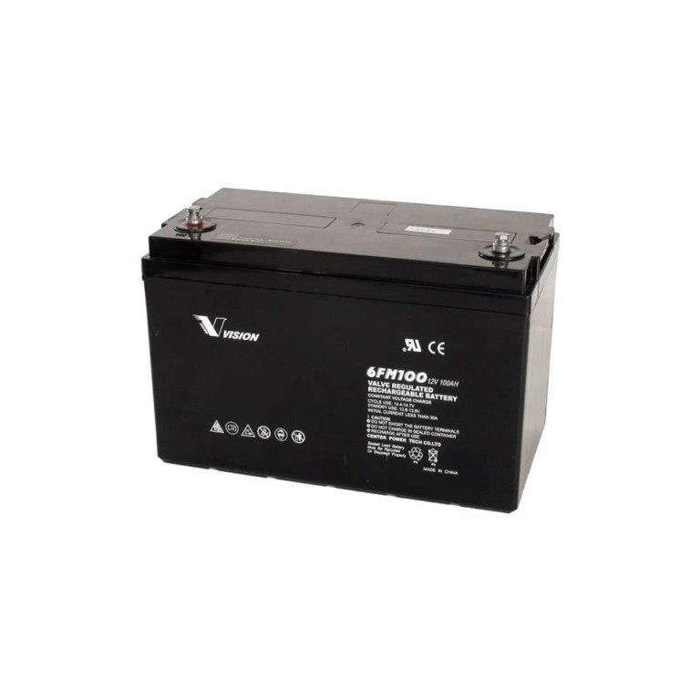 Vision 6FM100Z-X Deep Cycle 100Ah 12V AGM Technology Fully Sealed Battery SOL-B-100-12V-Z