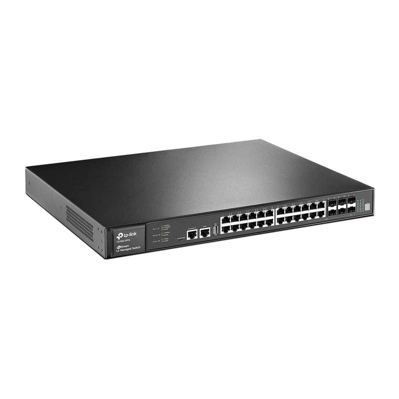 TP-Link T3700G-28TQ Jetstream T3700G 24-port Managed L3 Gigabit Ethernet Network Switch Black