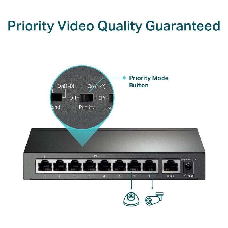 TP-Link TL-SF1009P 9-Port 10/100Mbps Desktop Switch with 8-Port PoE+