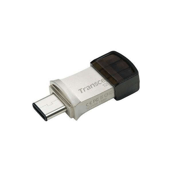 Transcend JetFlash 890 32GB USB 3.2 Gen 1 Type-A / Type-C Black and Silver USB Flash Drive TS32GJ...