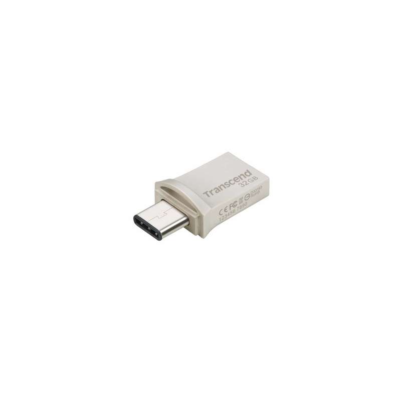 Transcend JetFlash 890 64GB USB 3.2 Gen 1 Type-A / Type-C Black and Silver USB Flash Drive TS64GJ...
