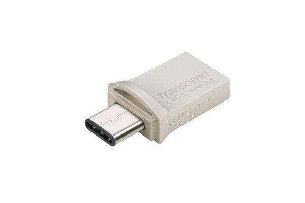 Transcend JetFlash 890 64GB USB 3.2 Gen 1 Type-A / Type-C Black and Silver USB Flash Drive TS64GJ...