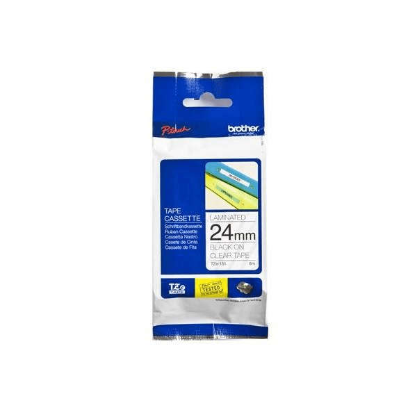 Brother Labelling Tape 24mm - Black on Clear TZE-151