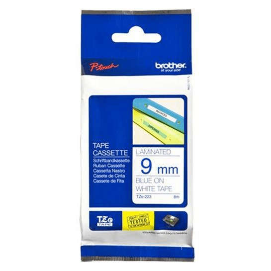 Brother TZe-223 Blue on White Laminated Tape 9mm TZE-223