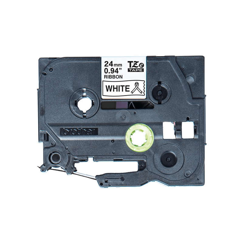 Brother TZE-R251 P-Touch Black Print on White Satin Ribbon 24mm