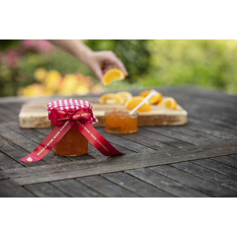 BrotherTZE-RW54 P-Touch Gold Print on Red Satin Ribbon 24mm