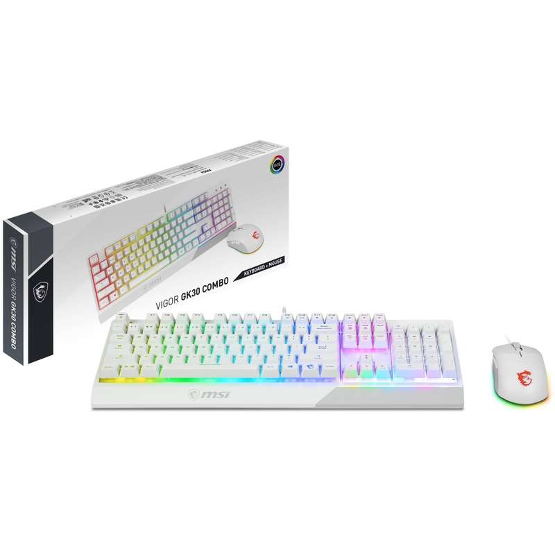 MSI Vigor GK30 Mechanical Gaming Keyboard and Clutch GM11 Gaming Mouse Combo White