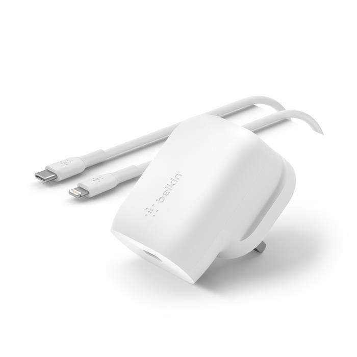 Belkin BoostCharge USB-C 30W Single USB-C Port with USB-C to Lightning Cable - White WCA005VF1MWH-B5