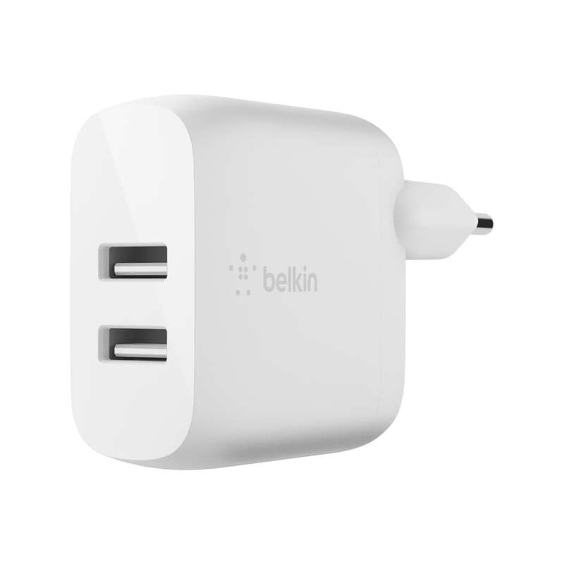 Belkin BoostCharge 24W Dual USB-A PD 3.0 PPS Wall Charger with USB-C Cable - White WCE001VF1MWH