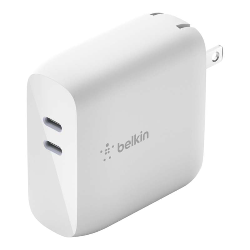 Belkin Dual 65W USB-C GaN Wall Charger with PPS - White WCH013VFWH